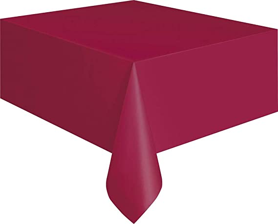 Burgundy Plastic Tablecloth, 108" x 54"