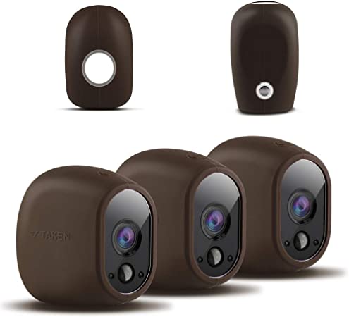 Taken Silicone Skins Compatible with Arlo Smart Security Home Camera, Silicone Skins Case Cover for Arlo Smart Security Wire-Free Cameras, 3 Pack, Brown