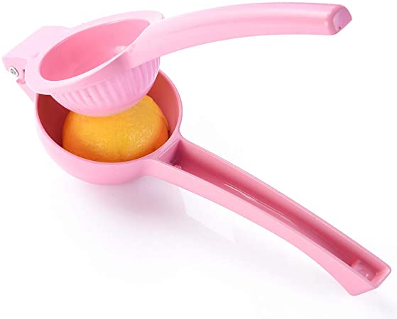Lime squeezer manual lime press metal lemon juicer heavy duty hand fruit extractor (Single-Pink)