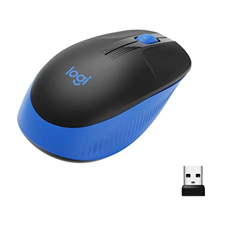 Logitech M190 Wireless Mouse ,Full Size Ambidextrous Curve Design, 18-Month Battery with Power Saving Mode, USB Receiver, Precise Cursor Control   Scrolling, Wide Scroll Wheel, Scooped Buttons -Blue