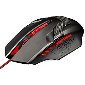 Gaming Mouse, TeckNet RAPTOR Optical Gaming Mouse Wired Ergonomic Mice With Adjustment DPI, 6 Buttons, Extra Weight For PC Laptop Desktop Notebook