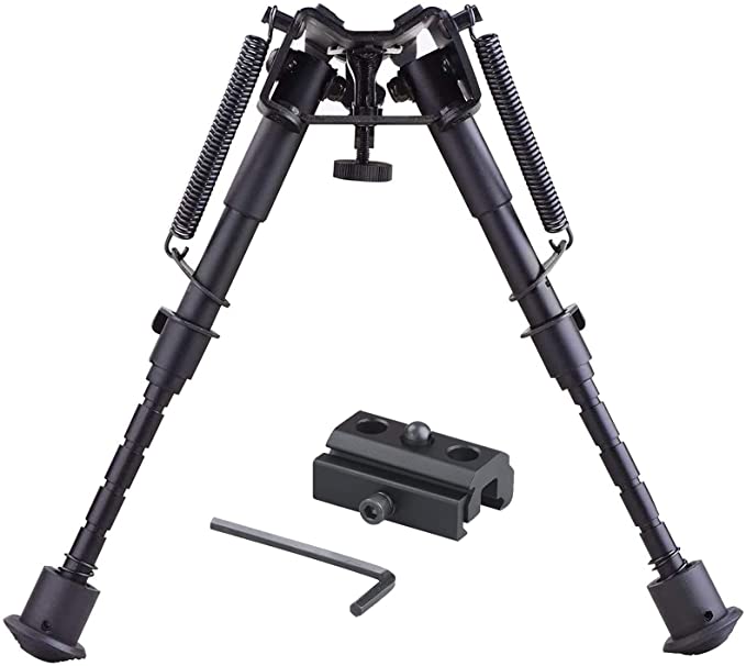 Ohuhu Tactical Rifle Bipod, Spring Return 6-9 Inches Adjustable Height with Picatinny Rail Mount Adapter for Sniper Hunting Shooting