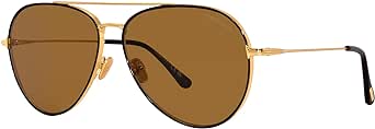 Tom Ford Dashel-02 TF996 01J Sunglasses Shiny Yellow Gold/Vintage Brown 62mm