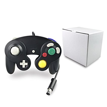 Poulep 1 Pack Classic Wired Gamepad Controller for Wii Game Cube Gamecube Console (Black)