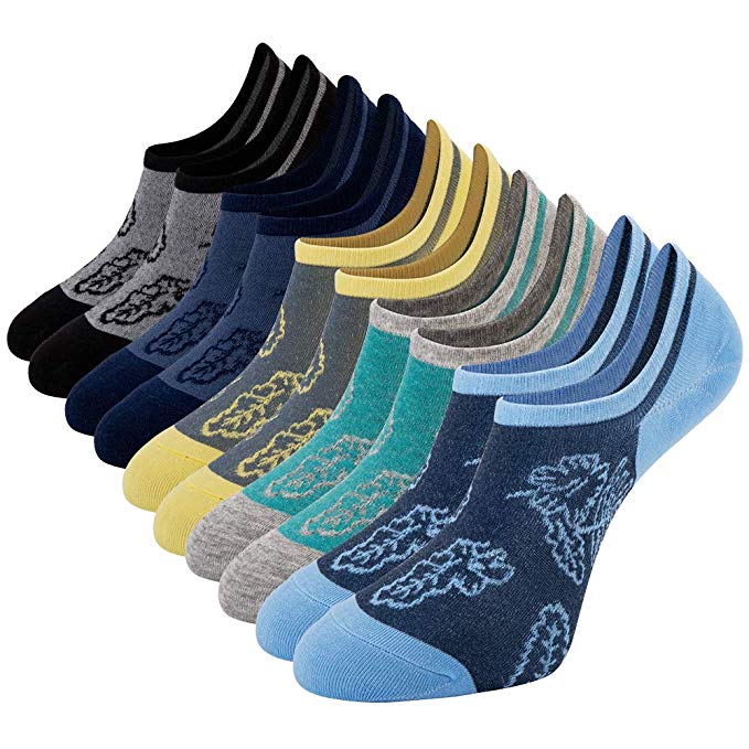 Mens No Show Low Cut Socks Funky Casual Socks Premium Cotton Non slip Ankle Socks by Empino