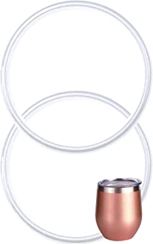 Pack of 2-12 oz Replacement Silicon Lid Ring, 2.9 Inch Diameter - Gasket Seals, Lid for Insulated Stainless Steel Wine Tumblers, Cups Vacuum Effect, fits on Renowned Brands - White