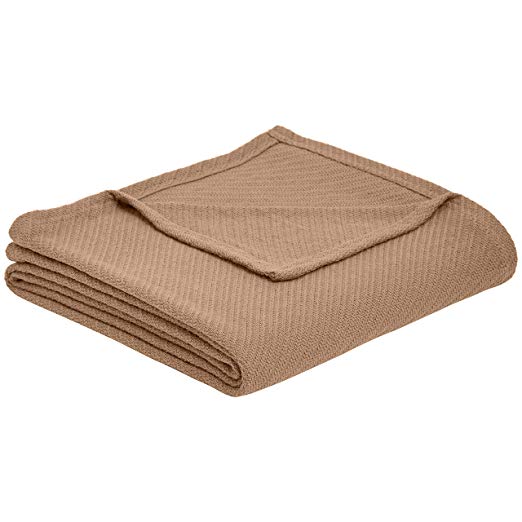 AmazonBasics Cotton Woven Blanket - Taupe, 90" x 90"