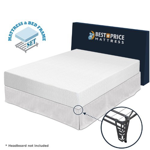 Best Price Mattress 10-Inch Memory Foam Mattress and Platform Metal Bed Frame Set, Full