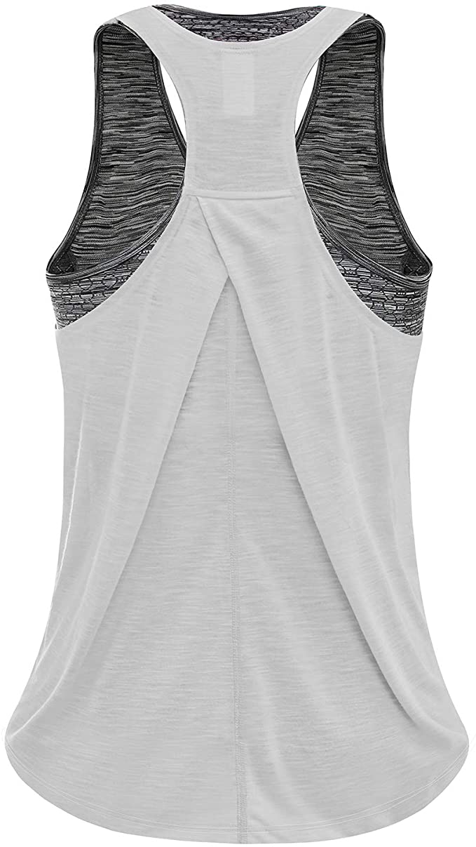 FAFAIR Workout Tank Tops for Women with Built in Bra Sports Gym Shirts Yoga Tops