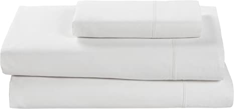 Amazon Brand – Rivet Soft 100% Percale Cotton Bed Sheet Set, Easy Care, Twin, White