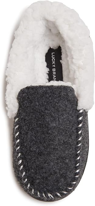 Lucky Brand Boy's Faux Wool A-line House Shoes for Kids, Memory Foam Slippers