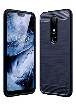 REALIKE® Nokia 6.1 Plus Back Cover, Ultimate Protection from Drops, Durable, Anti Scratch, Perfect Fit Litchi Carbon Fiber Back Cover for Nokia 6.1 Plus 2018 {Carbon Blue}