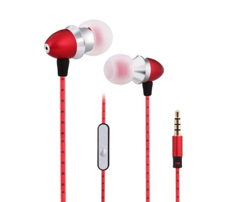 Bthdhk(TM) In-ear Headphones,JR-E100 Metal Shell Wired Super Bass Hifi Stereo In-ear Headset for Tablets,ipod ,Ipad ,Iphone and Android Phone Etc -- (Red)