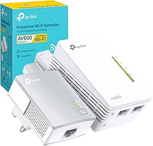 TP-Link TL-WPA4221 KIT AV600 Powerline Adapter WiFi Extender Kit, WiFi N300, Ethernet Ports, TP-Link Powerline Adapter, Powerline WiFi Extender, Powerline Network Adapters, UK Plug, Plug & Play