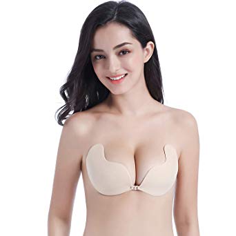 Mom's care Women Adhesive Bras Reusable Strapless Backless Push up Sticky Invisible Bra