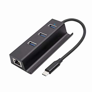 ANEWISH USB C Hub 4 in 1 Aluminum with 3 Usb 3.0 Ports Gigabit Ethernet Port Usb C Adapter Compitable for Macbook2016 2017 Pro Huawei MateBook Google Chromebook Pixel Dell Xps Samsung S8 S9 and More