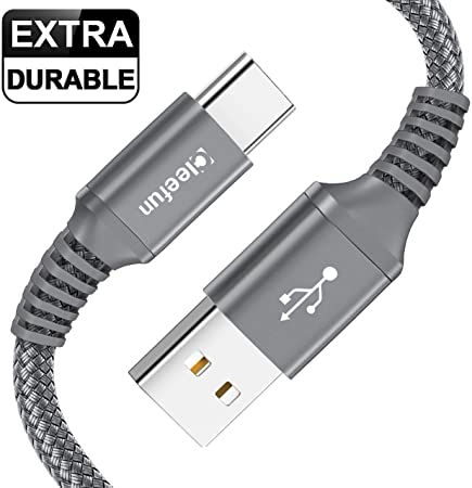 CLEEFUN [2-Pack, 6ft] USB A to USB Type C Cable 3A Fast Charging for Samsung Galaxy S9 S9  Plus, S10 S10  5G Plus, S10E, Durable Nylon Braided - Gray