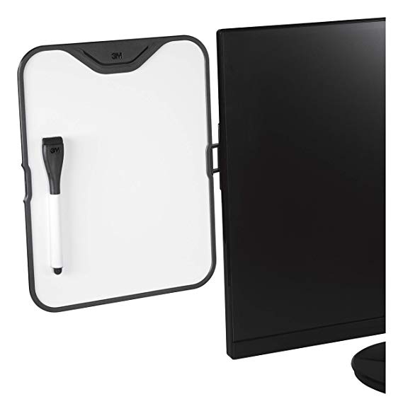 3M Computer Monitor Whiteboard, Detachable Panel with Magnetic Dry Erase Surface, To Do List, Document Holder, Command Adhesive included 8.5" x 11" (MWB100B)