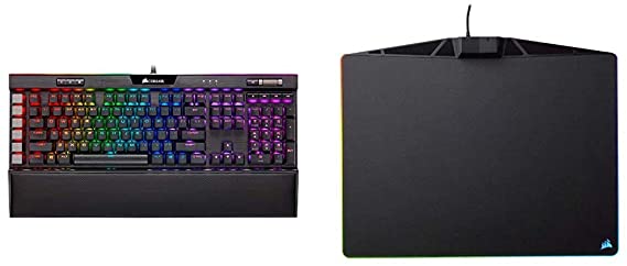 Corsair K95 RGB Platinum XT Mechanical Gaming Keyboard, Backlit RGB LED, Black & MM800 Polaris RGB Mouse Pad - 15 RGB LED Zones - USB Pass Through - High-Performance Mouse Pad, Black