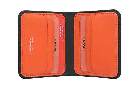 Visconti Slim Collection Lank Leather Wallet with RFID and Tap and Go VSL34 Black/Orange