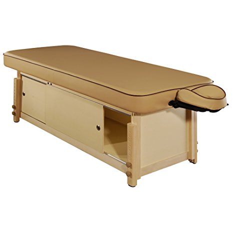 MT Massage 30" Executive Comfort Stationary Massage Table With Storage Cabinet (2 Color Options!)