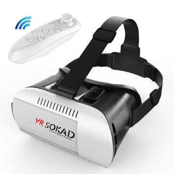 SOKAD 3D VR Virtual Reality Headset 3D Glasses For iPhone 6s/6 plus/6/5s/5c/5/SE Samsung Galaxy s5/s6/note4/note5 and Other 4.7"-6.0" Cellphones   Remote Controller (VR Box )
