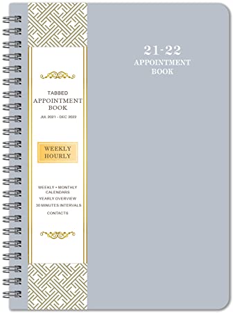 2021-2022 Planner & Appointment Book - July. 2021 to June. 2022, 6.4" x 8.5", Daily/Hourly Planner with Tabs, Gray