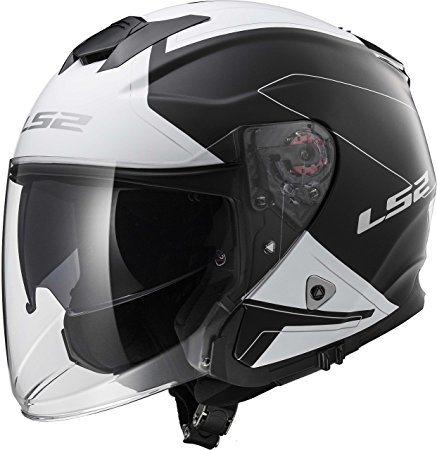 LS2 Helmets Beyond Unisex-Adult Open-Face-Helmet-Style Infinity Fiberglass Helmet (Black/White, Medium)