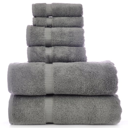Luxury Hotel and Spa Towel 100 Genuine Turkish Cotton Bath Towel Bundle Gray 6-Piece Towel Set