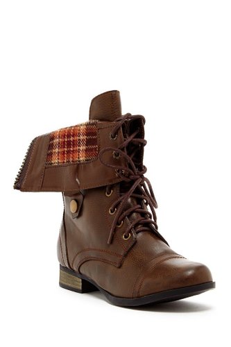 Charles Albert Women's Cablee Combat Boot with Foldover Cuff