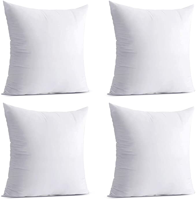 Calibrate Timing Throw Pillow Inserts, 4 Packs Hypoallergenic Square Form Cushion Stuffer, Decorative Pillows Couch Sham Fill 18 x 18 inches