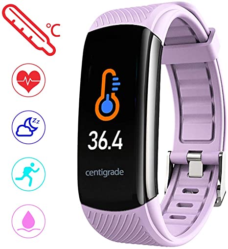 PYBBO Fitness Tracker with Body Temperature Blood Pressure Blood Oxygen Heart Rate Sleep Monitor, IP67 Waterproof Tracker Fit Smart Watch with Step Counter Call Message for Women Men Kids