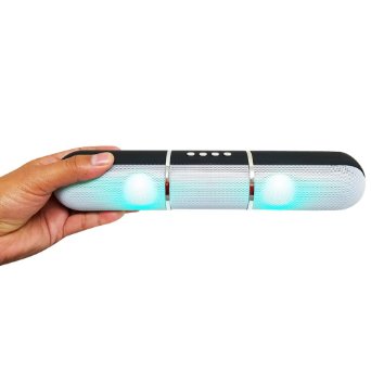 AliSmart Rechargeable Portable Colorful LED Long Pill Travel Wireless Bluetooth Speaker | Take Phonecalls and Use as Cellphone Speaker and Microphone - Black