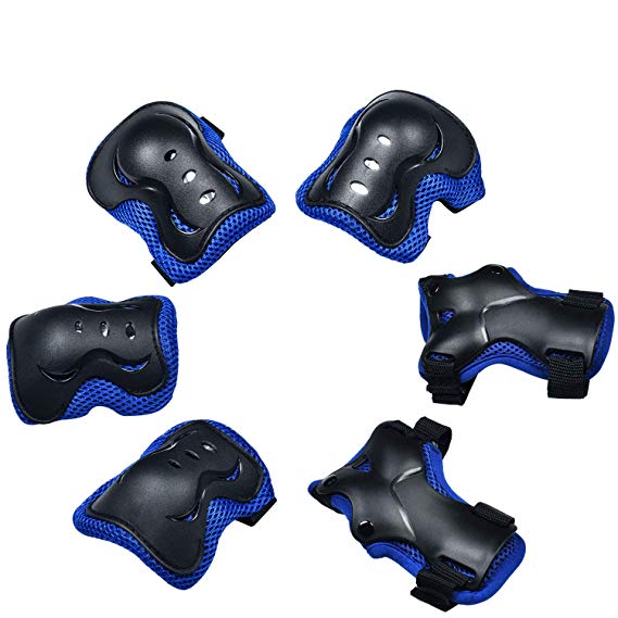 Kids Adjustable Comfortable Knee Pads and Elbow Pads with Wrist Guards Youth Protective Gear Set for Biking, Riding, Cycling and Multi Sports Safety Protection: Scooter, Skateboard, inline skatings