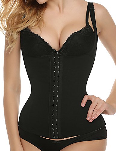 Ekouaer Women's Latex Underbust Corset Waist Training Cincher Steel Boned Shapewear