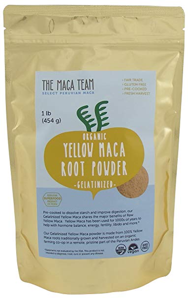 Gelatinized Maca Root Powder From Peru - Certified Organic, Fresh Wildcrafted Harvest, Fair Trade, Gmo-free, Vegan and Pre-cooked - 1 Lb. - 50 Servings