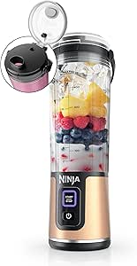 Ninja Blast Portable Blender, Cordless, 18oz. Vessel, Personal Blender For-Shakes and Smoothies, BPA Free, Leakproof-Lid and Sip Spout, USB-C Rechargeable, Dishwasher Safe, Metallic Copper, BC151CP