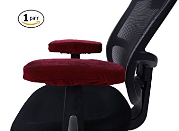 Comforfeel Memory Foam Office Chair Arm Covers- Comfortable Elbow Pillow- Chair Arm Rest Computer Pads(2 Piece Set) (Red)