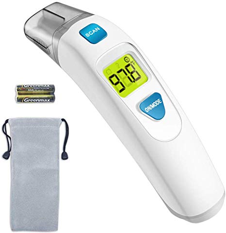 MIBEST Forehead and Ear Thermometer (2-in-1) - Digital Medical Baby, Kids, and Adult Infrared Thermometer - Child Temporal Thermometer with Fever Alert - 2 in 1 in Ear Temperature Thermometer