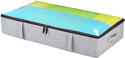 storageLAB Under Bed Storage Containers, 33x17x6in - Woven Fabric with Plastic Structure (Grey 1-Pack)