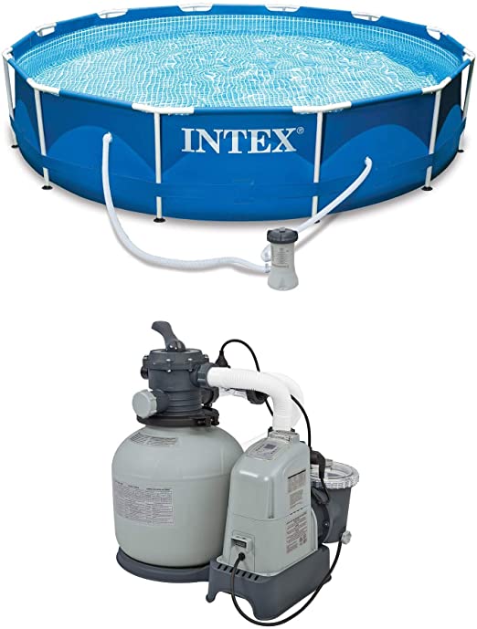 Intex 12'x30" Metal Frame Round Above Ground Swimming Pool w/ Pump & Sand Filter