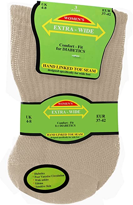 Women's Extra Wide Comfort Fit Diabetic Travel Socks (3 Pair Pack)