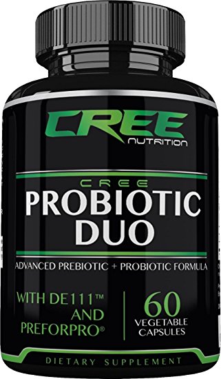 CREE Nutrition Probiotic Duo with Prebiotic. Advanced Immune and Digestive Support. Fast Acting and Clinically Proven to Support a Healthy Gut Flora. Made in the USA.