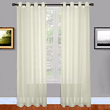 Warm Home Designs Ivory Beige Sheer Window Curtains with Grommet Top for Bedroom, Kitchen, Kids Room or Living Room, 2 Voile Panel Drapes 54-Inch-by-84-Inch - Ivory Beige 84"