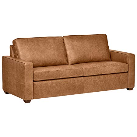 Rivet Andrews Modern Classic Top-Grain Leather Sofa, 82" W, Cognac