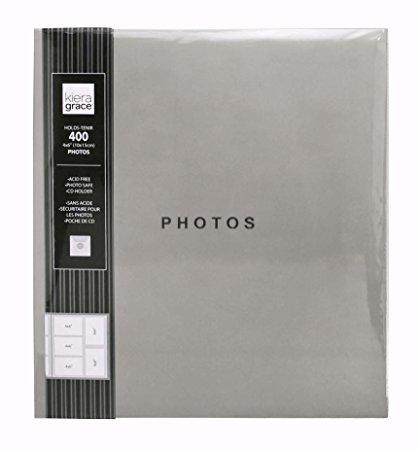 Kiera Grace Photo Album, Holds 400 4 by 6 Inch Photos, Cool Gray