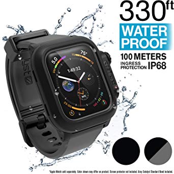 Catalyst Waterproof Apple Watch Case Series 4 44mm with Premium Soft Silicone Apple Watch Band, Shock Proof Impact Resistant [Rugged iWatch Protective case], Black/Gray