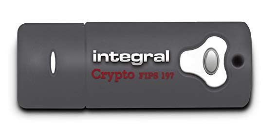 Integral INFD16GCRY3.0197 Crypto FIPS 197 16 GB USB 3.0 Flash Drive with 256 Bit AES Hardware Encryption - Grey