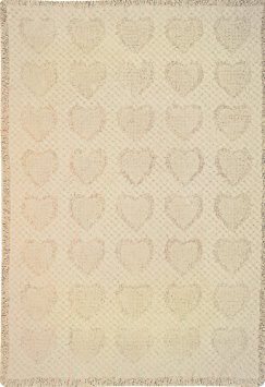 Manual 46 X 60-Inch Throw, Basketweave Heart in Natural Cotton
