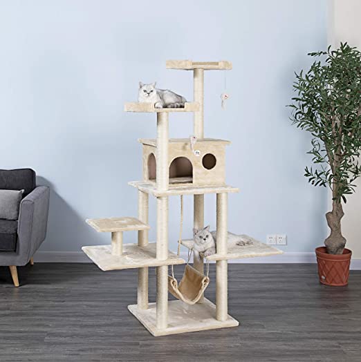 Go Pet Club F2041 72-Inch Cat Tree Condo Furniture, Beige